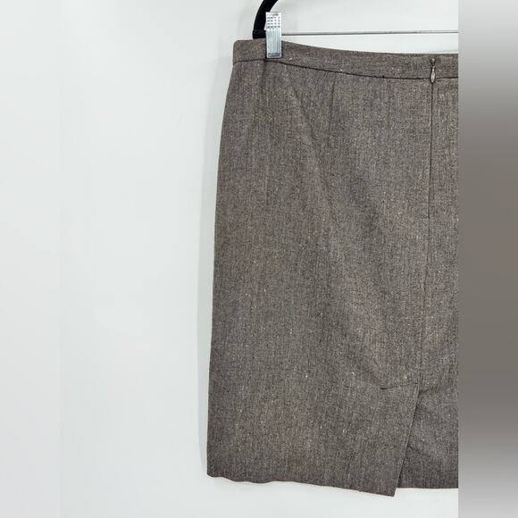 Trina Turk Straight Pencil Skirt Wool & Silk Blend Lined Zip Brown Gray Grey 12 - Picture 7 of 11